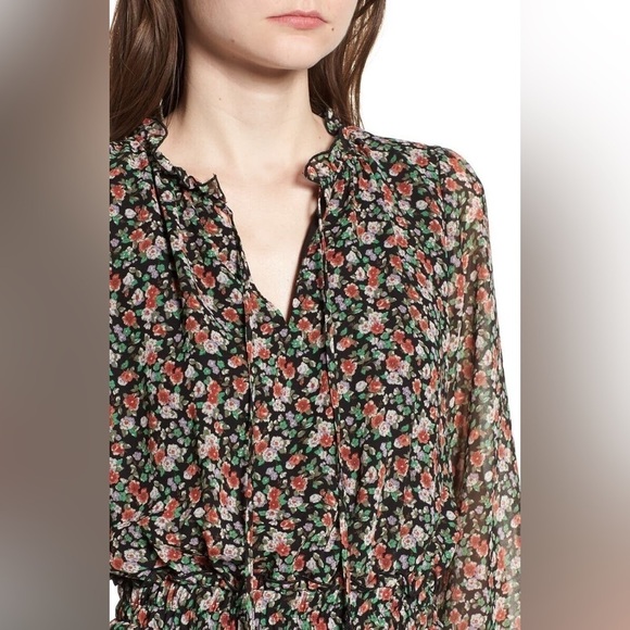 NWT REBECCA MINKOFF Rosemary Floral Dress black floral print Size Medium peasant - Picture 5 of 17